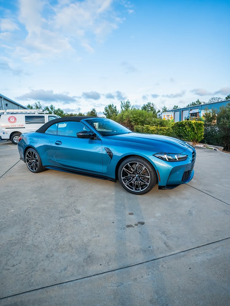 Ceramic coated teal BMW M4 convertible